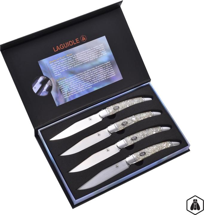 Image du produit Laguiole Set de couteaux à steak avec manche en nacre, 4 pièces (4 pièce(s), Couteau)
