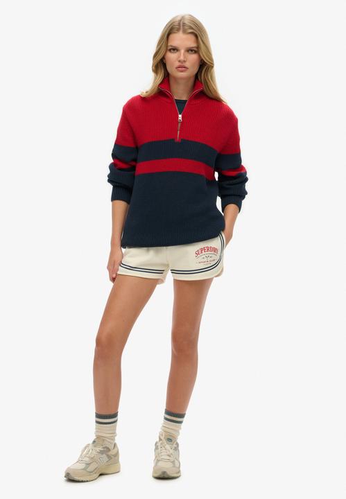 Produktbild Superdry Klassischer Oversized Half-Zip Baumwollpullover mit Streifen (XL)