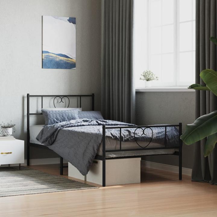 Actual product image vidaXL Bed frame with headboard footboard metal bed Bed black 75x190cm (75 x 190 cm)