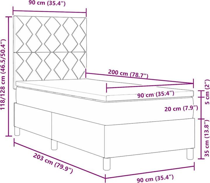 Image du produit vidaXL Boxspringbett (90 x 200 cm)