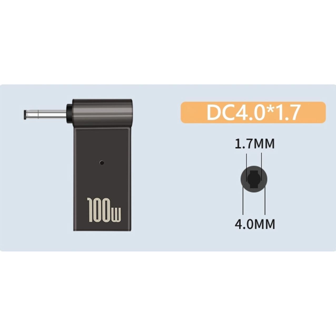 Thumbnail - PowerGuard USB-C to Notebook Charger Adapter DC Barrel 4.0 x 1.7mm (100 W), Notebook Netzteil, Grau