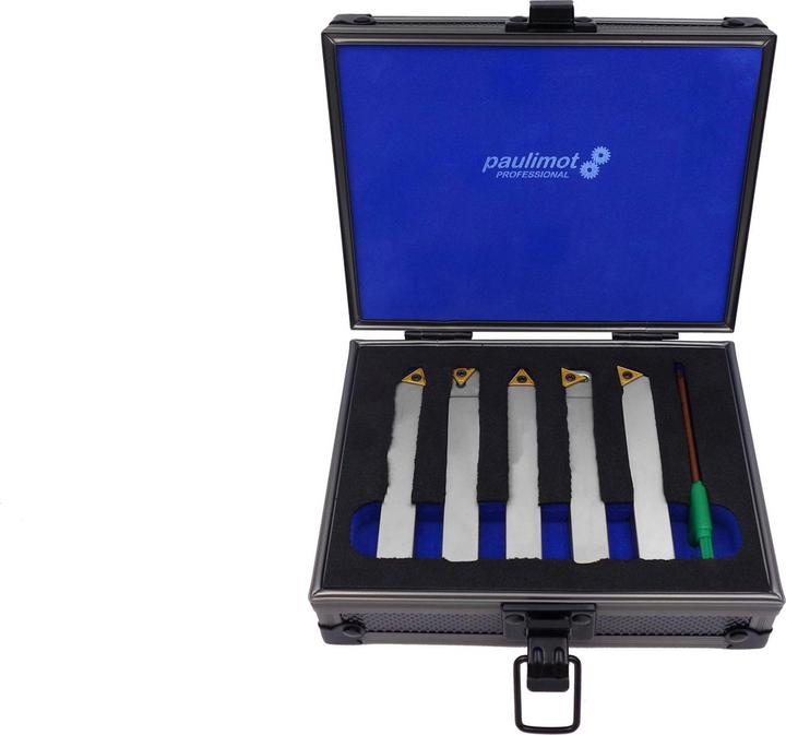 Actual product image Paulimot Turning tool set with inserts, nickel-plated, 12 mm, 5-piece
