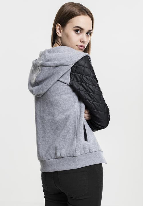 Immagine prodotto Urban Classics Donna con cappuccio con cappuccio in pelle diamante con finta manica e zip (S)