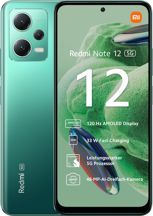 Xiaomi Redmi Note 12 5G (128 GB, Forest Green, 6.67", Doppia SIM Ibrida, 48 Mpx, 5G)