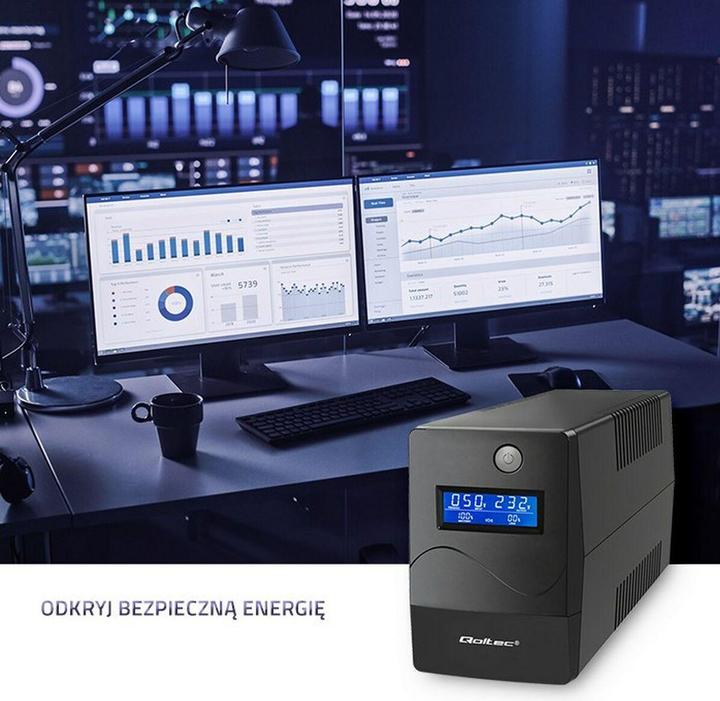 Produktbild Qoltec 53977 UPS Monolith 450VA 240W LCD (450 VA, 240 W, Line-Interaktiv USV)