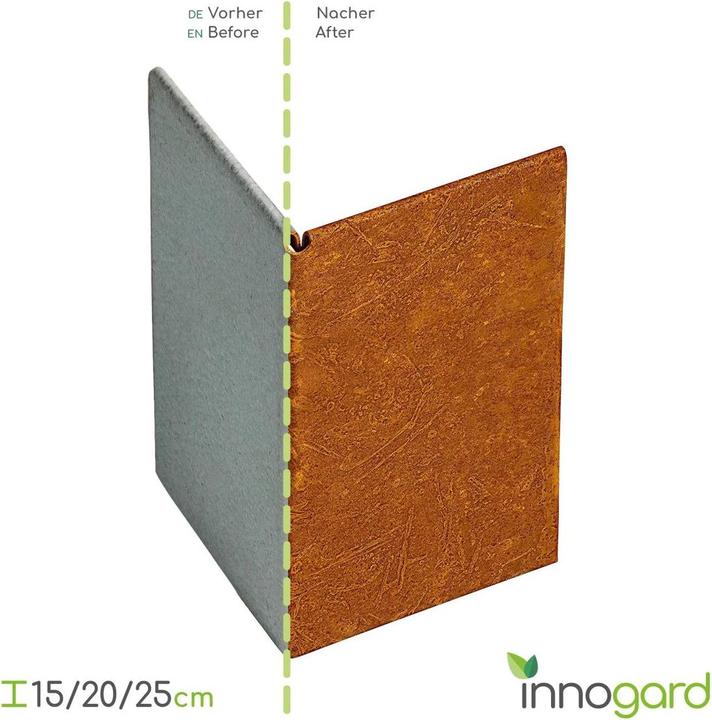 Immagine prodotto Innogard Eckverbinder für Rasenkantenband und Rasenkanten schmal (Aussenecke) Corten - 15 cm Höhe