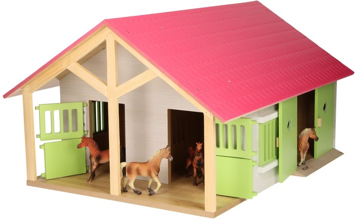 Productafbeelding Kids Globe Farming Paardenstal Roze met 2 boxen en opbergruimte