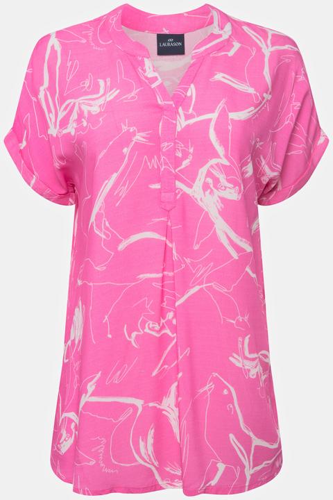 Immagine prodotto Laurasøn Bluse, oversized, Robben Print, Stehkragen, Halbarm (M)