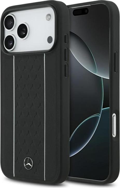 Immagine prodotto Mercedes Leather Star Pattern Stripes MagSafe Case for iPhone 17 Pro Max Black (Apple iPhone 17 Pro Max)