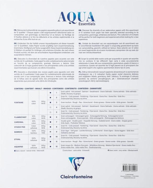 Actual product image Clairefontaine Assorted pad 12 wate rcolour papers 24x30 (200 g/m², 12 x)
