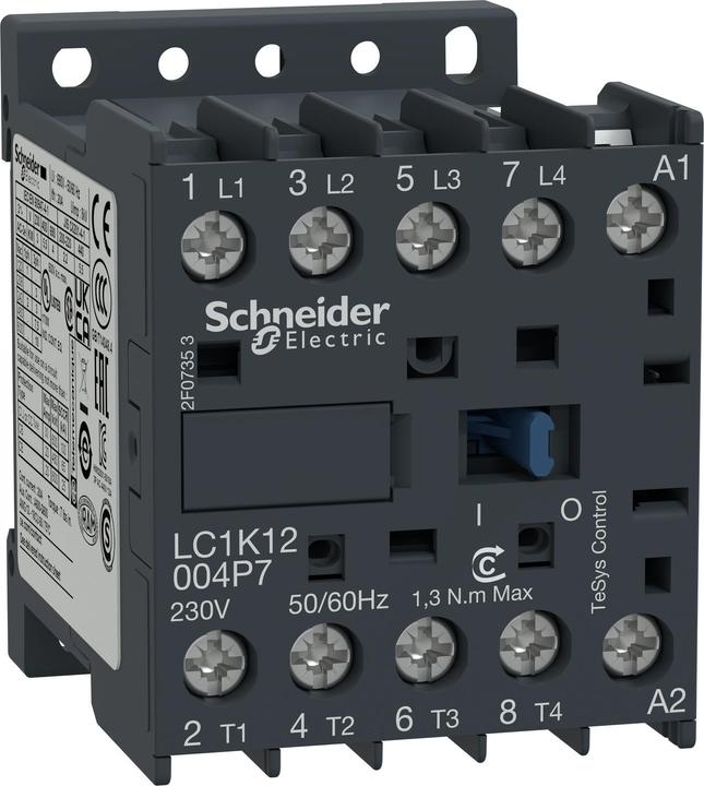 Image du produit Schneider Electric Contacteur de puissance, 4p, 20A/AC1, bobine 230V LC1K12004P7