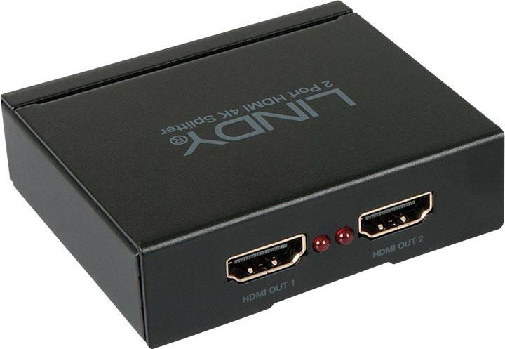 Productafbeelding Lindy HDMI 4K Splitter 2 Poort 3D 2160p30, HDTV tot 1080p en 4K, 36/12 Bit, HDCP 1.4