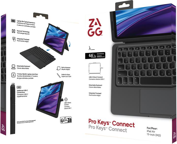 Produktbild Zagg PRO KEYS - iPad Tastatur (CH, Apple iPad Air 13 2024, Apple iPad Air 13 2025)