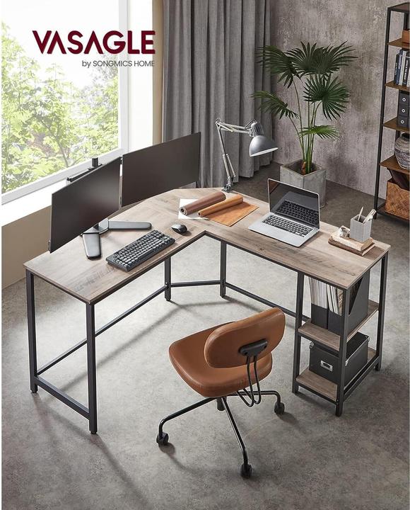 Actual product image Vasagle Desk greige L-shaped, 8-leg frame black 88.0 / 138.0 x 49.0 cm (138 x 138 x 76 cm)