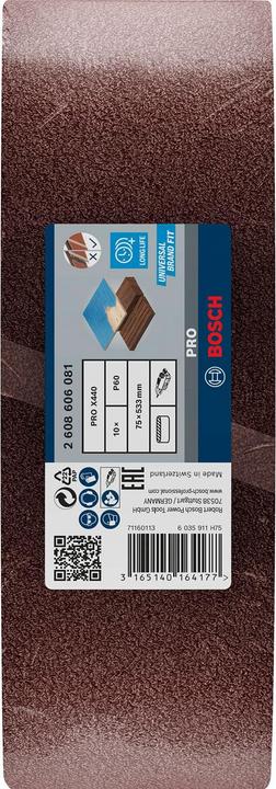 Image du produit Bosch Professional Zubehör PRO X440 bande abrasive, 75 x 533 mm, G60 (60)
