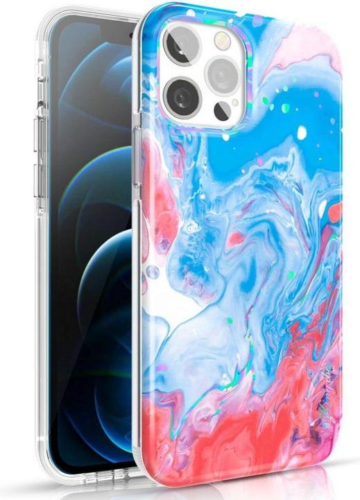 Image du produit Kingxbar Watercolor Series Color Case pour iPhone 12 Pro Max Blue Pink (Apple iPhone 12 Pro Max)