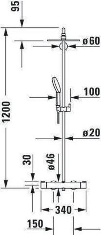 Actual product image Duravit Shower system C.1 with shower thermostat chrome
