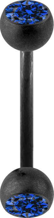 Produktbild Star Piercing Micro Banane schwarz matt mit zwei Kristallkugeln dunkelblau (ohne Messing, Chirurgenstahl 316L)