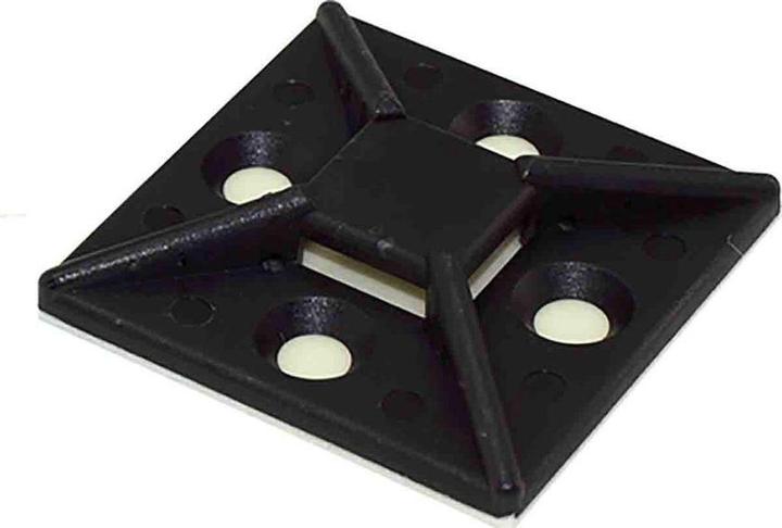 Image du produit RS PRO Embase de fixation autocollante, nylon 66 Noir 38.5mm x 38,5 mm, pour câble de 7.6mm 10.2mm (Boucles de fixation, 38.50 mm, 10 pcs)