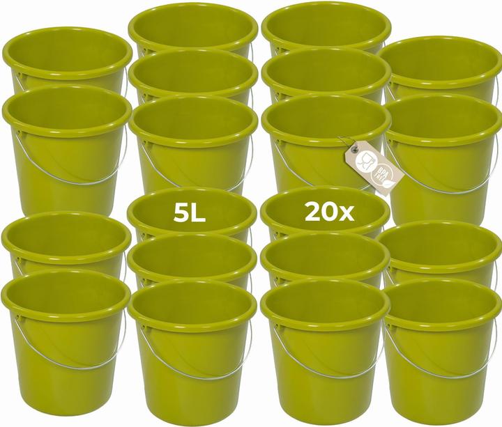 Produktbild Novaliv 20 Stück Eimer 5L Grün mit Masseinteilung - Putzeimer 5 Liter ⌀ 22,5 cm Praktischer (20 Stk.)