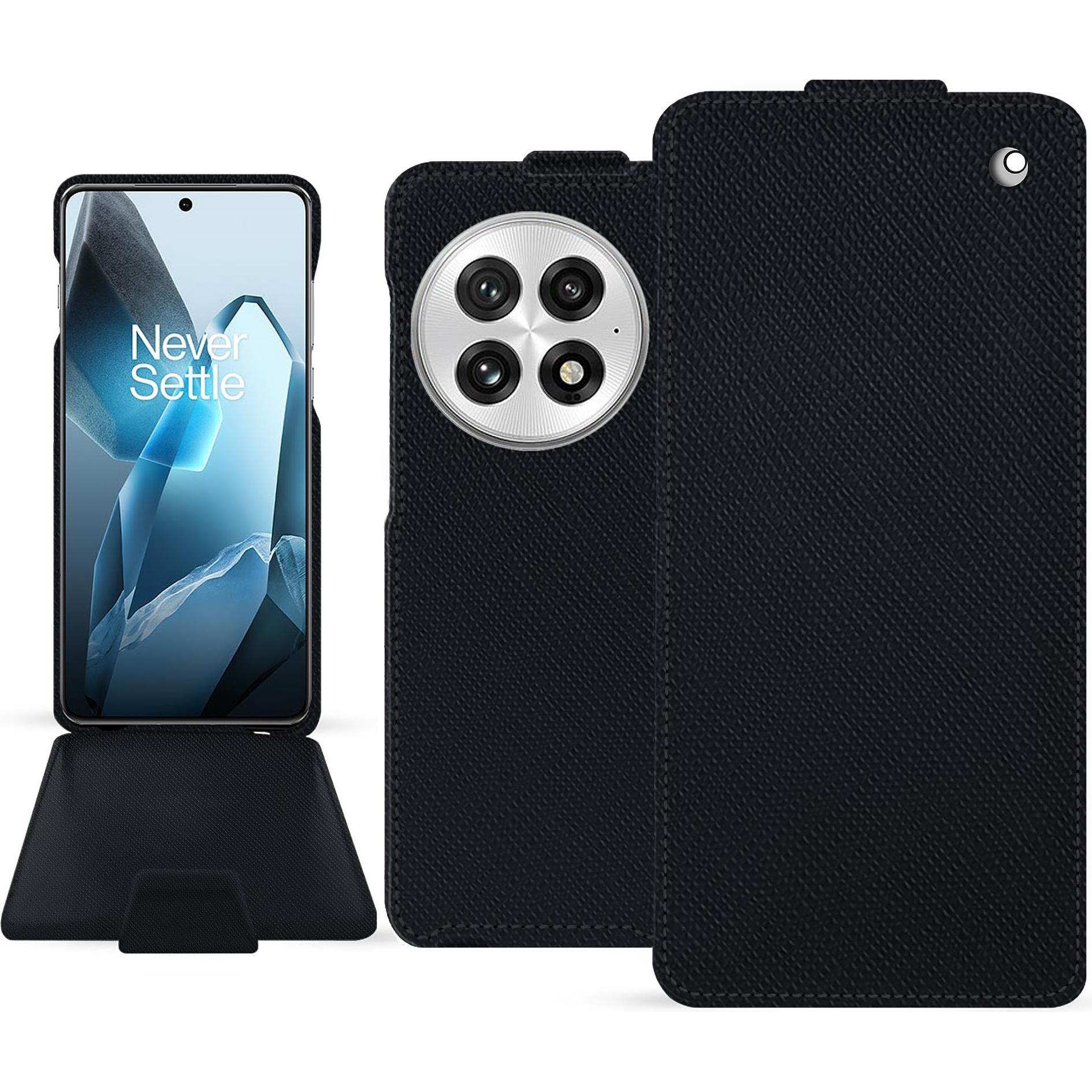 Noreve Lederschutzhülle vertikal (OnePlus 13), Smartphone Hülle, Schwarz