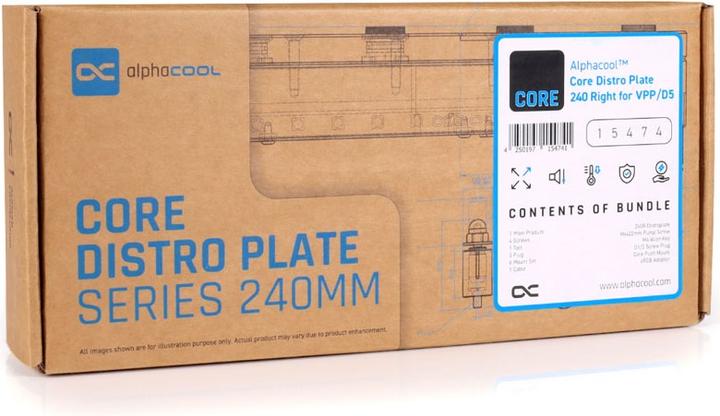 Actual product image Alphacool Core Distro Plate 240 Left VPP/D5