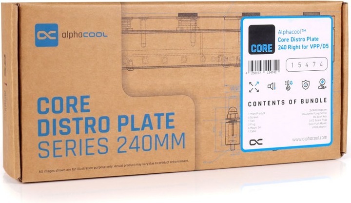 Actual product image Alphacool Core Distro Plate 240 Left VPP/D5