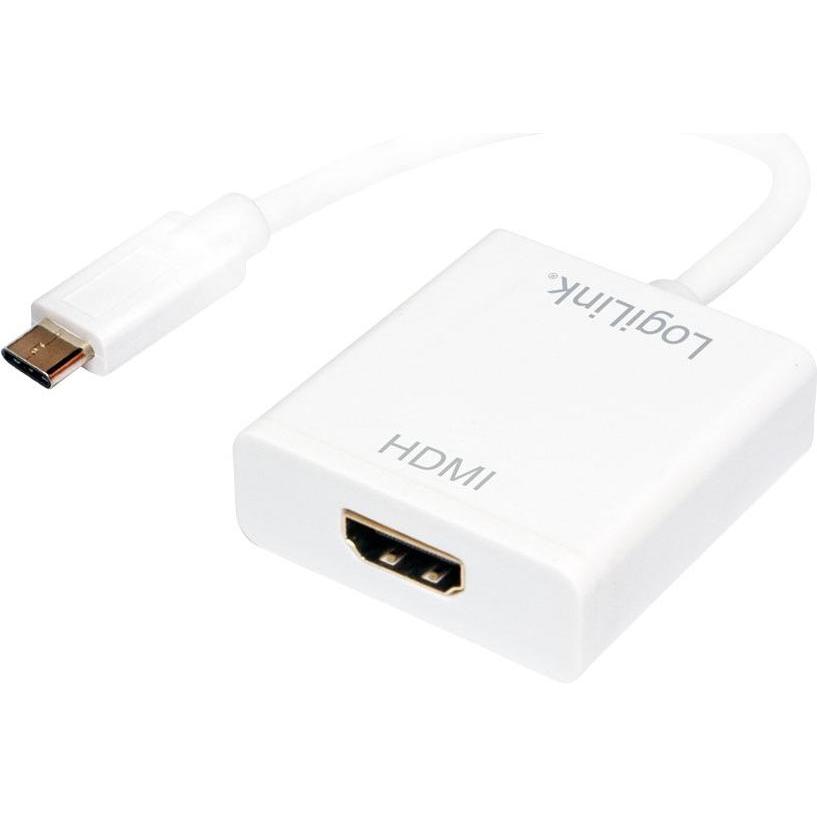 LogiLink USB Typ-C zu (HDMI, 4.50 cm), Data + Video Adapter, Weiss