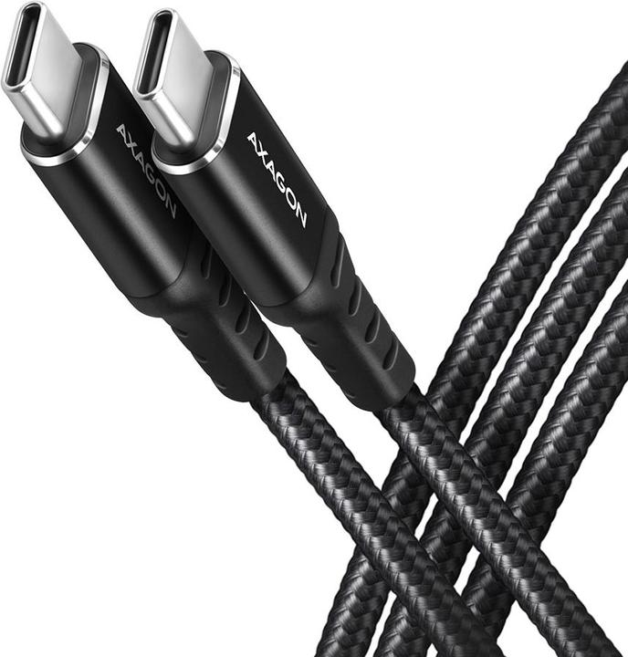 Actual product image Axagon BUCM432-CM10AB USB-C to USB-C cable, USB4 Gen 3×2, 1m, PD 100W, 8K HD, ALU, braided - black (1 m, USB 4.0, 100 W)