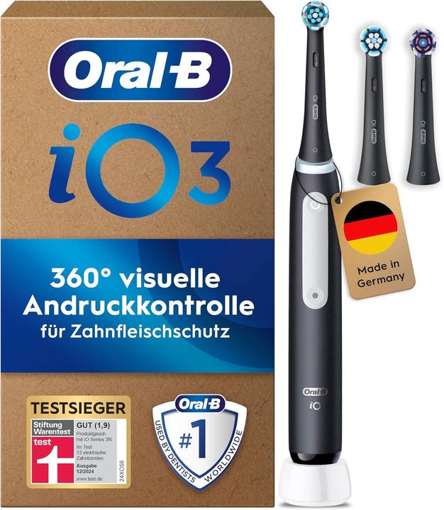 Produktbild Oral-B Elektrische Zahnbürste mit 3 Aufsätzen für gesünderes Zahnfleisch und bessere Reinigung
