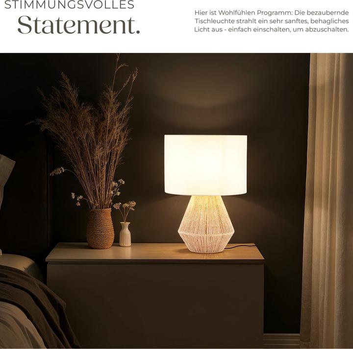 Actual product image tectake Table lamp Lignea Lux made of jute in boho style, 60W (E27)