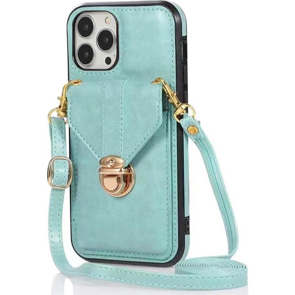 Cover-Discount iPhone 14 Pro - Schutzhülle Case mit Tasche türkis (Apple iPhone 14 Pro), Smartphone Hülle, Türkis