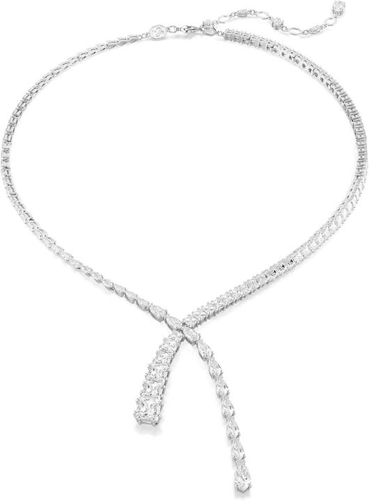 Swarovski Delikate V-Kette mit Rhodium und Zirkonia in Birnen- und Quadratschliff (Metaal, 45 cm)