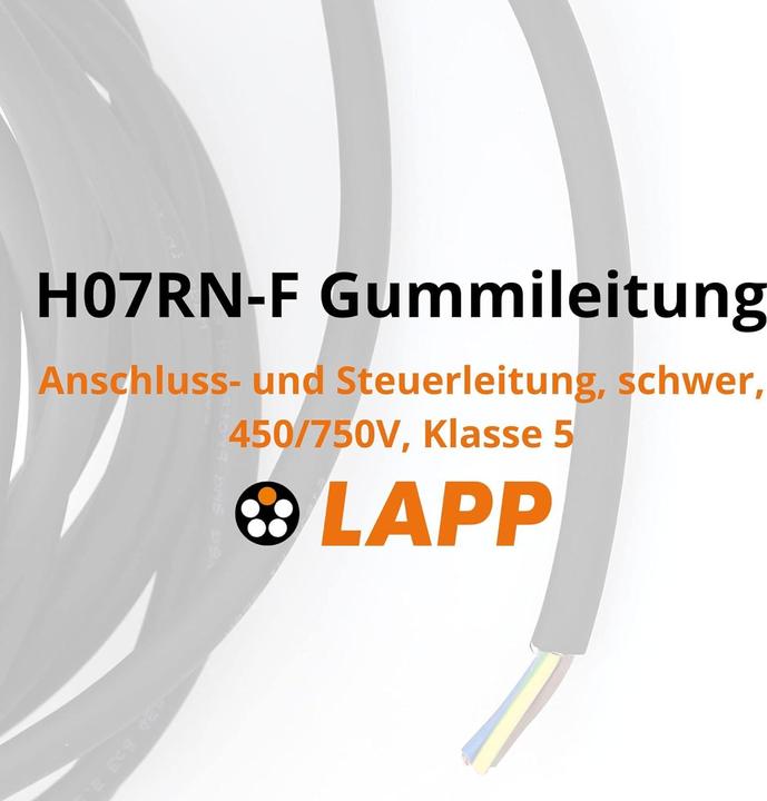 Produktbild Lapp 10 Meter 1600186 H07RN-F 2x4 mm² Gummileitung flexibel ohne Schutzleiter I UV-resistentes Kabel (10 m)