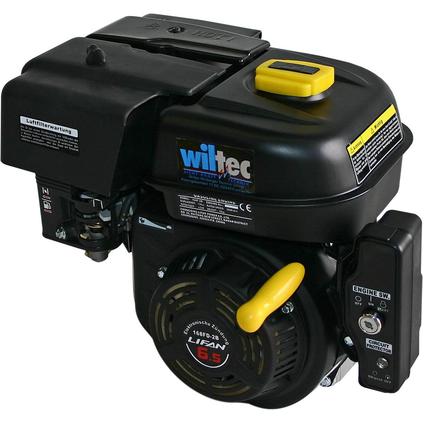 Wiltec, Zubehör Gartenmaschinen, LIFAN 168 Benzinmotor 4,8 kW 6,5PS 19,05 mm Elektrostart 196 ccm Motor (Rasenmäher)