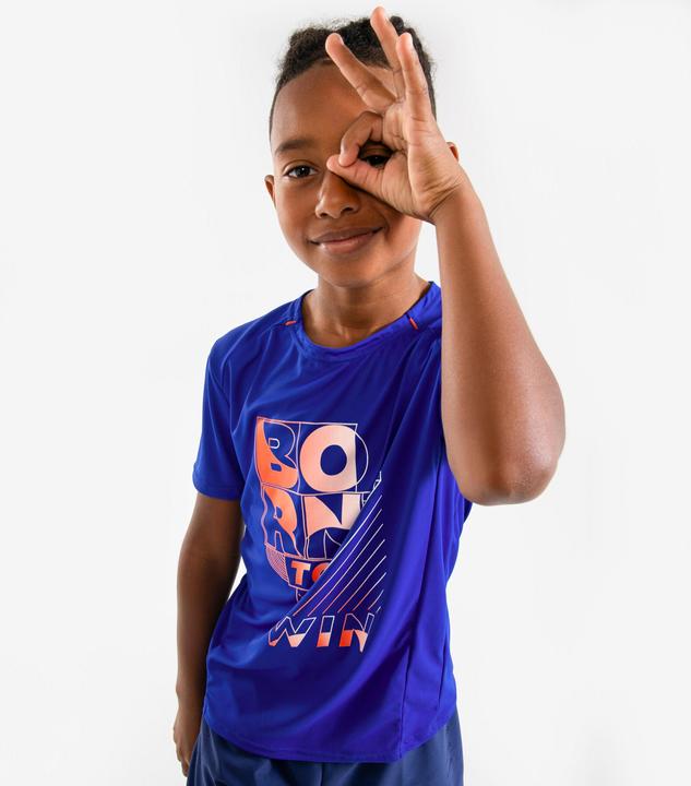 Actual product image Kiprun Laufshirt kurzarm Kinder atmungsaktiv - 500 Dry+ blau/rot (152)