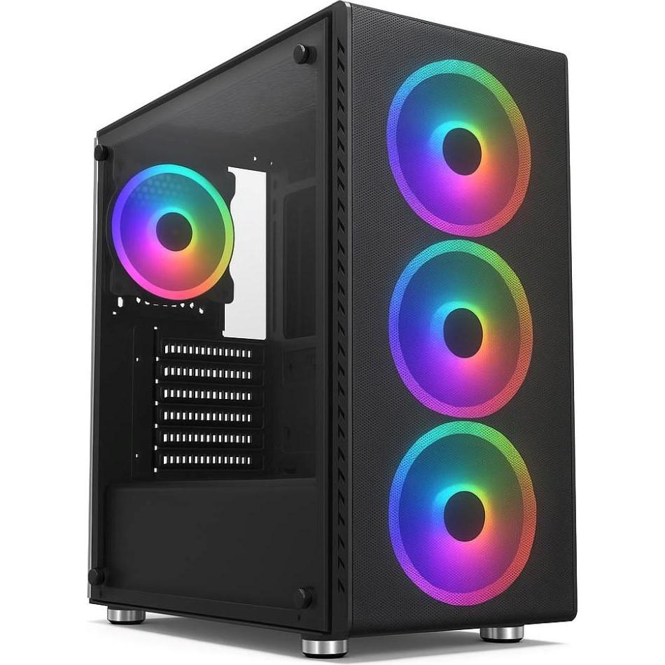 1st Cool 1stCOOL skříň RAINBOW 4, Mid Tower, AU, USB 3.0, 4x 120mm RGB Fan, černá, Case PC, Nero