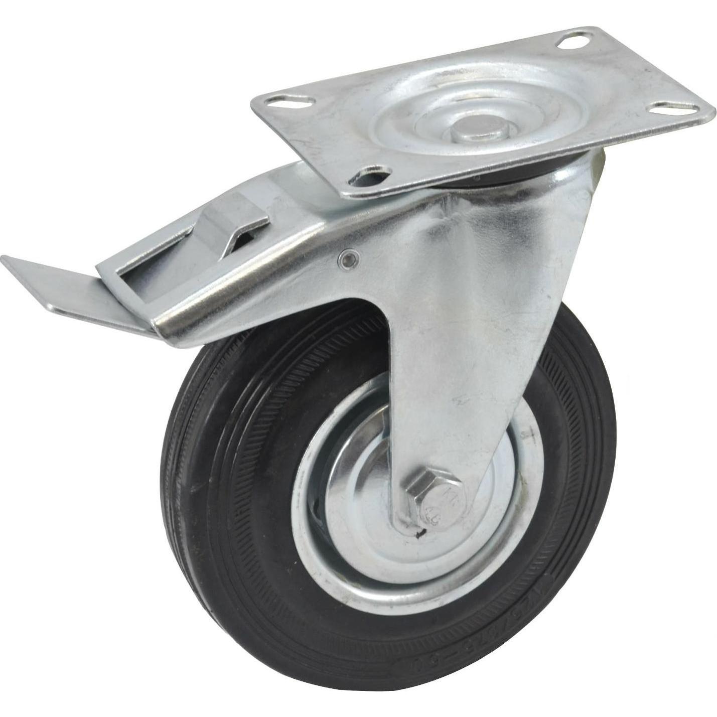 Awtools, Ruote + Rotelle, Schwarze Gummi-Schwenkradbremse