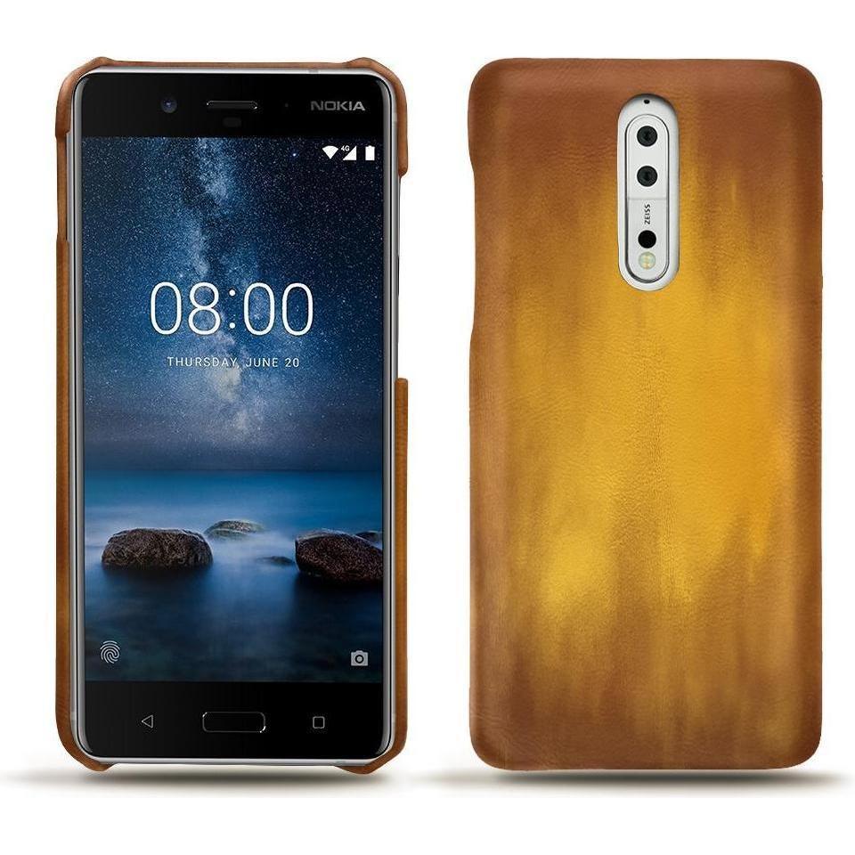 Noreve Lederschutzhülle (Nokia 8), Smartphone Hülle, Gold