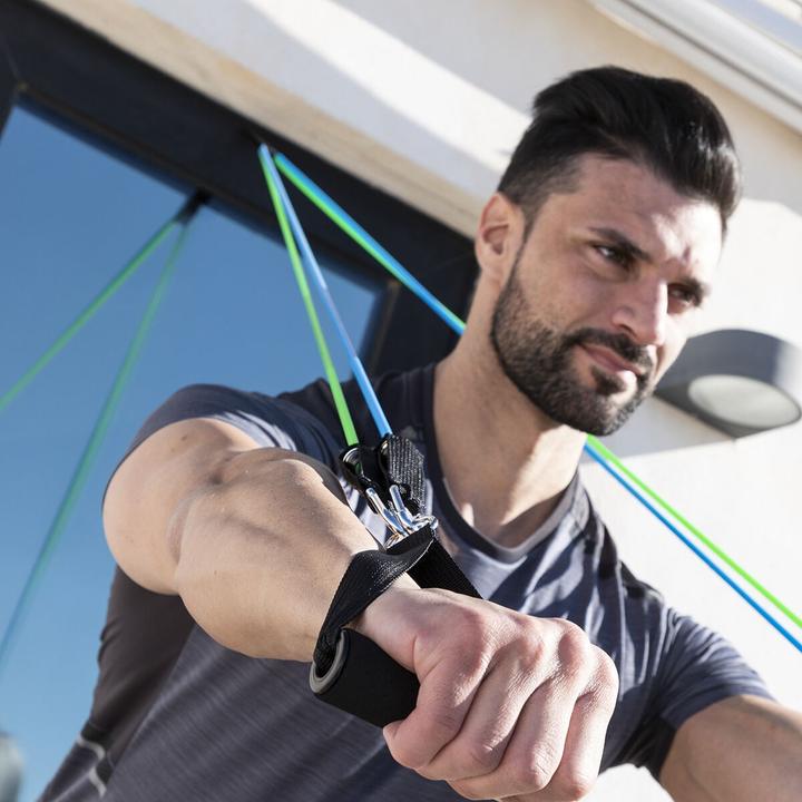 Productafbeelding InnovaGoods Set verstelbare rekbanden met accessoires en oefengids Tribainer 3 stuks