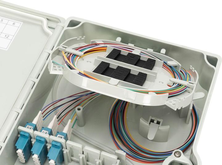 Produktbild Digitus FTTH-Verteilerbox, Singlemode, LC-PC Vorkonfektionierte Kupplungen, Pigtails