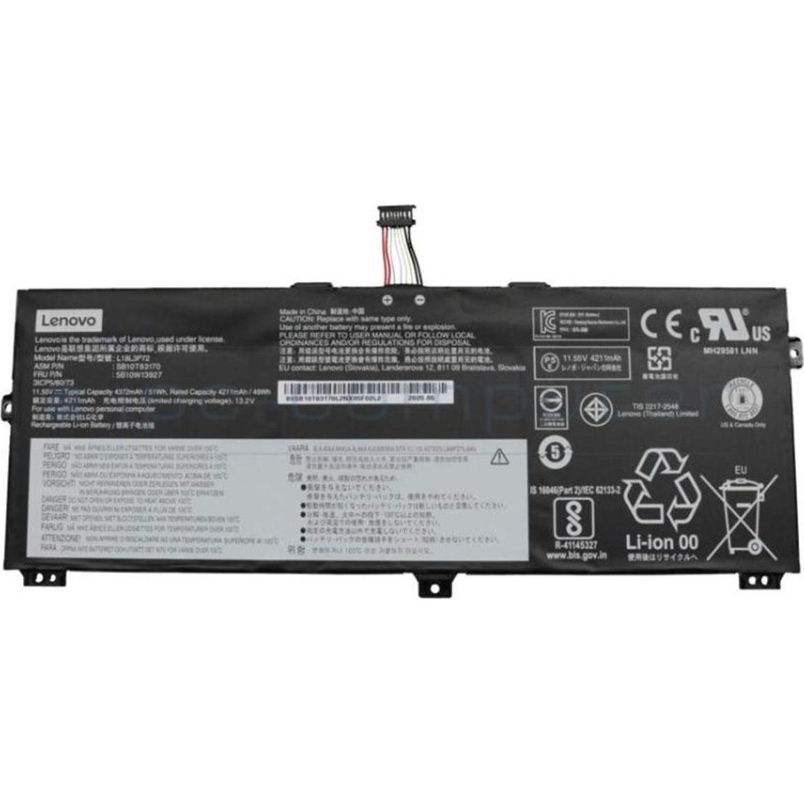 Lenovo Battery 3c,50Wh,LiIon,SMP(BYD) (3 Zellen, 4345 mAh), Notebook Akku