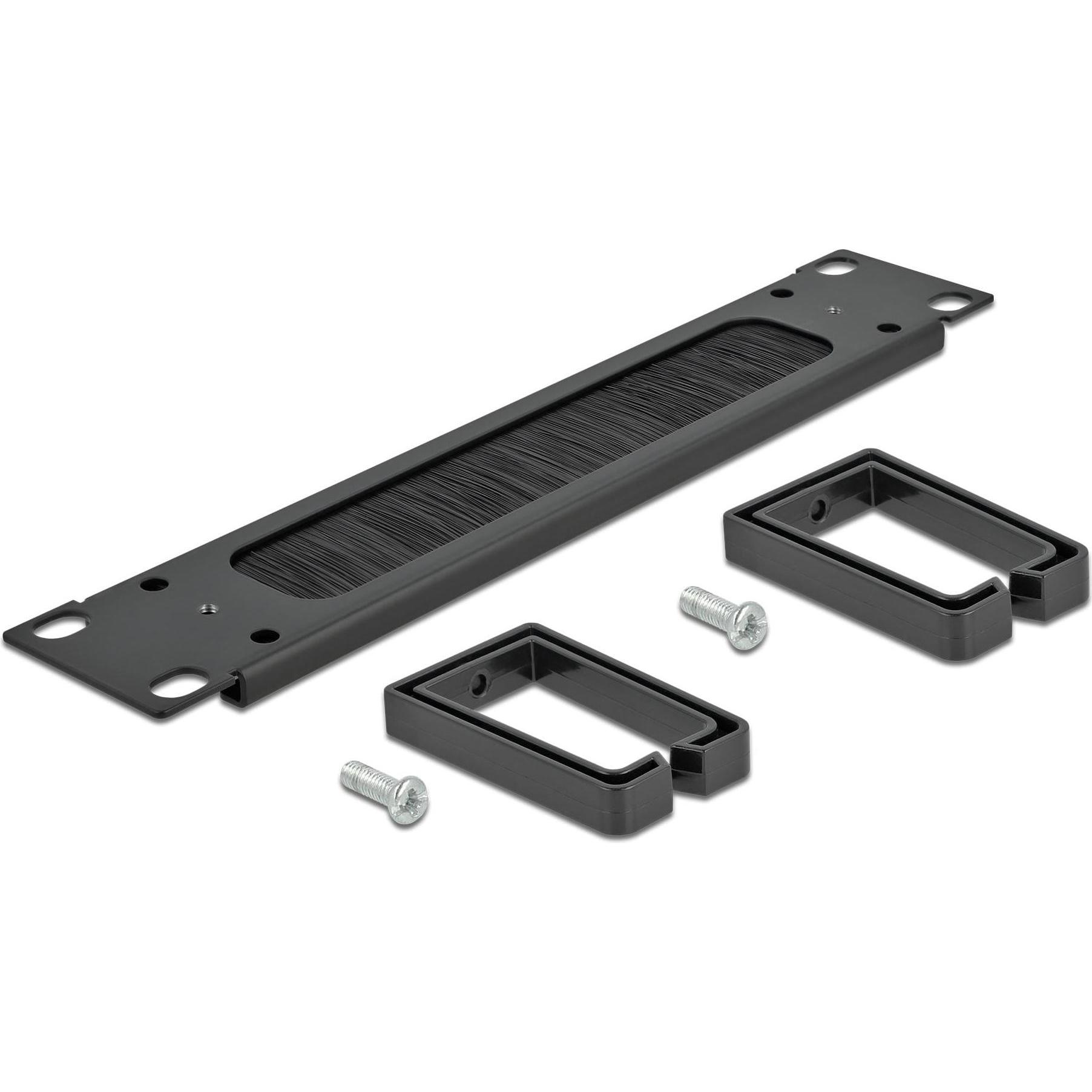 Thumbnail - Delock Cable Management Brush Strip with 2 hooks, Serverschrank Zubehör, Schwarz