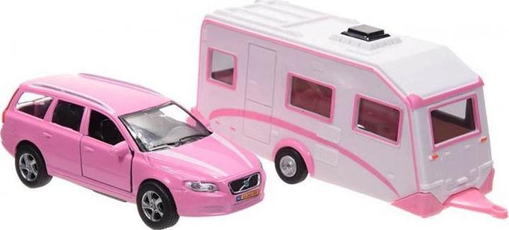 Produktbild NoName Volvo V70 aus Druckguss mit Wohnwagen - Pink