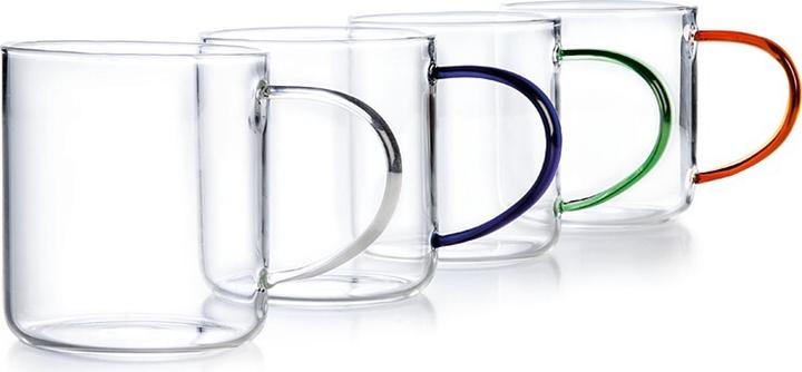 Ibili Glasbecher 8 Teilig farbige Henkel 300 ml Perfekt für heisse und kalte Getränke (300 ml, 8x)