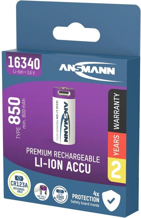 Actual product image Ansmann 16340 Li-Ion battery (1 pcs., 16340, 850 mAh)