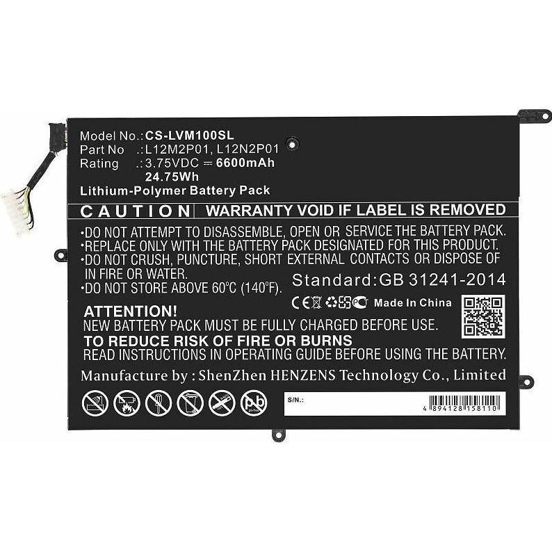 CoreParts Battery for Lenovo Tablet (6600 mAh), Notebook Akku, Schwarz