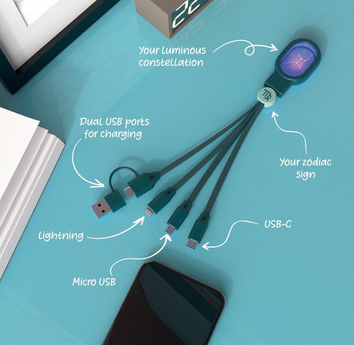 Produktbild MOB Universal Ladekabel 4in1 - Sternzeichen Jungfrau (USB 4.0)