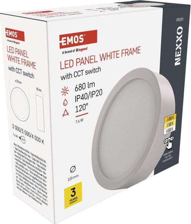 Produktbild Emos LED-Anbauleuchte NEXXO, rund, weiss, 7,6W, mit Change CCT (680 lm)