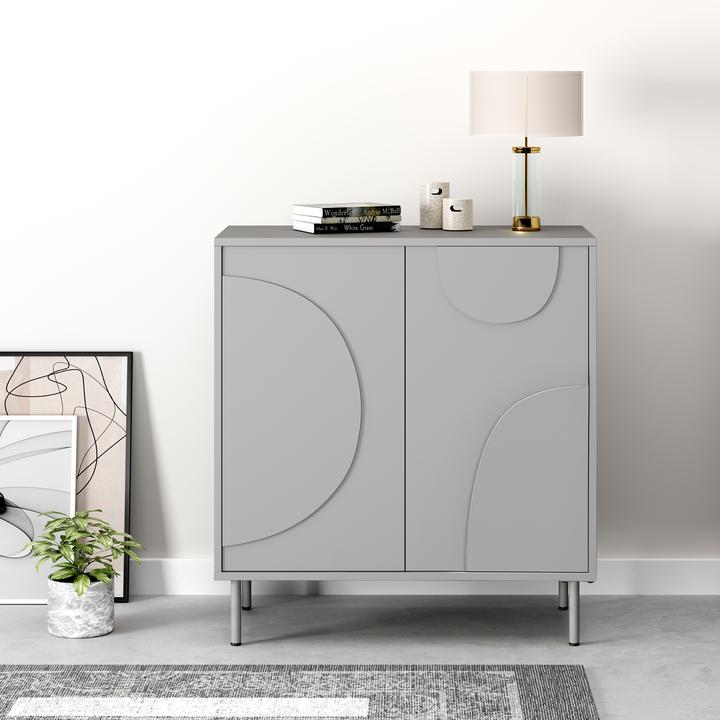 Produktbild En.Casa Sideboard Holea mit 2 Türen 75x70x34 cm Grau